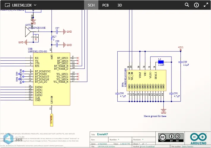 Example showing Altium 365 Viewer embedded on the Arduino website for their Portenta H7 Board. Shown here is an example schematic. Hover the mouse over the image to see the view of the PCB in 3D.