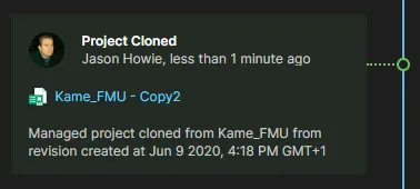 Example Project Cloned event tile.